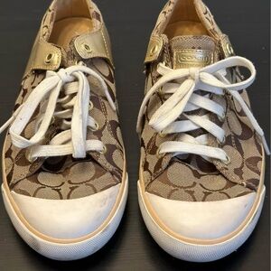 Coach Women's Brown and Gold Sneakers Sz9.5
